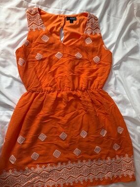 a.n.a Orange Sleeveless Embroidered Dress